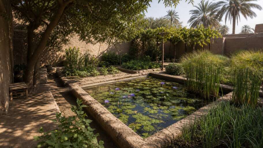 Egyptian gardens, from Nile mud to temple pond
