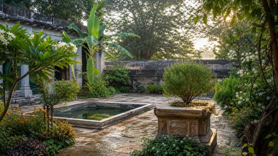 Sacred gardens in India, from grove to courtyard