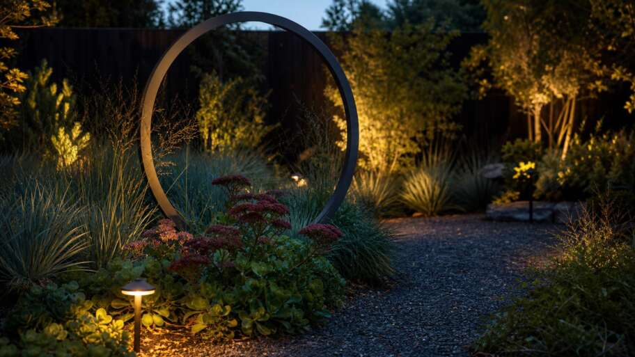 Garden art for a sci-fi mood without fighting the plants