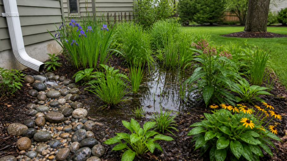 How to build a rain garden that drinks from the roof