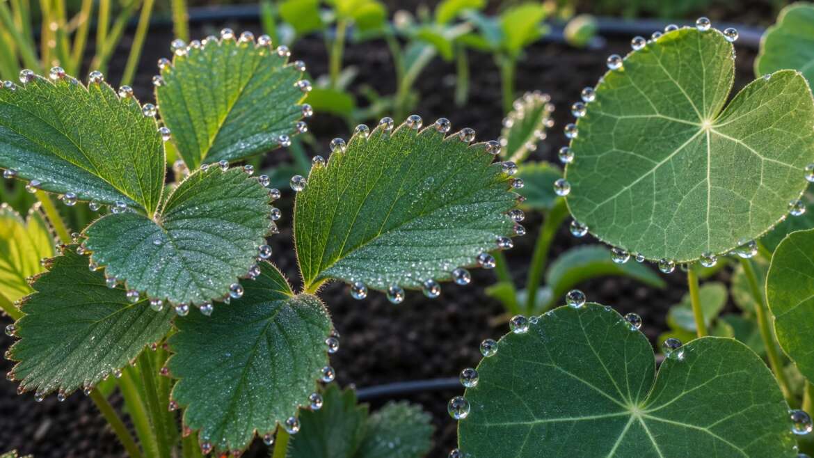 Why leaves bead with water at dawn