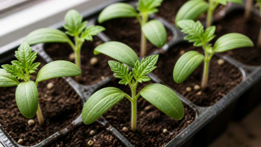 The first leaves a seedling wears