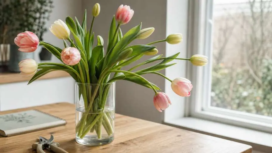 Why cut tulips keep moving in the vase