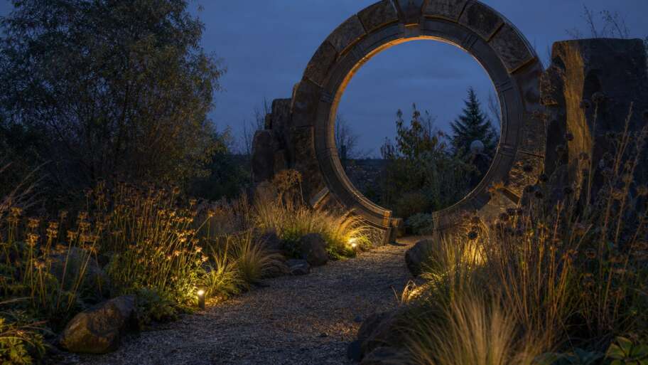 Garden art for a sci-fi mood without fighting the plants
