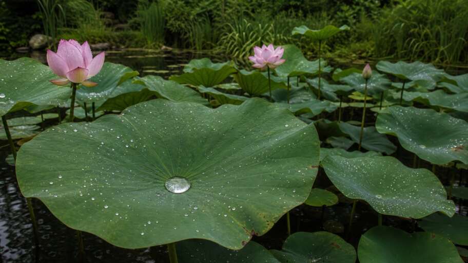 How lotus leaves make rain do the cleaning